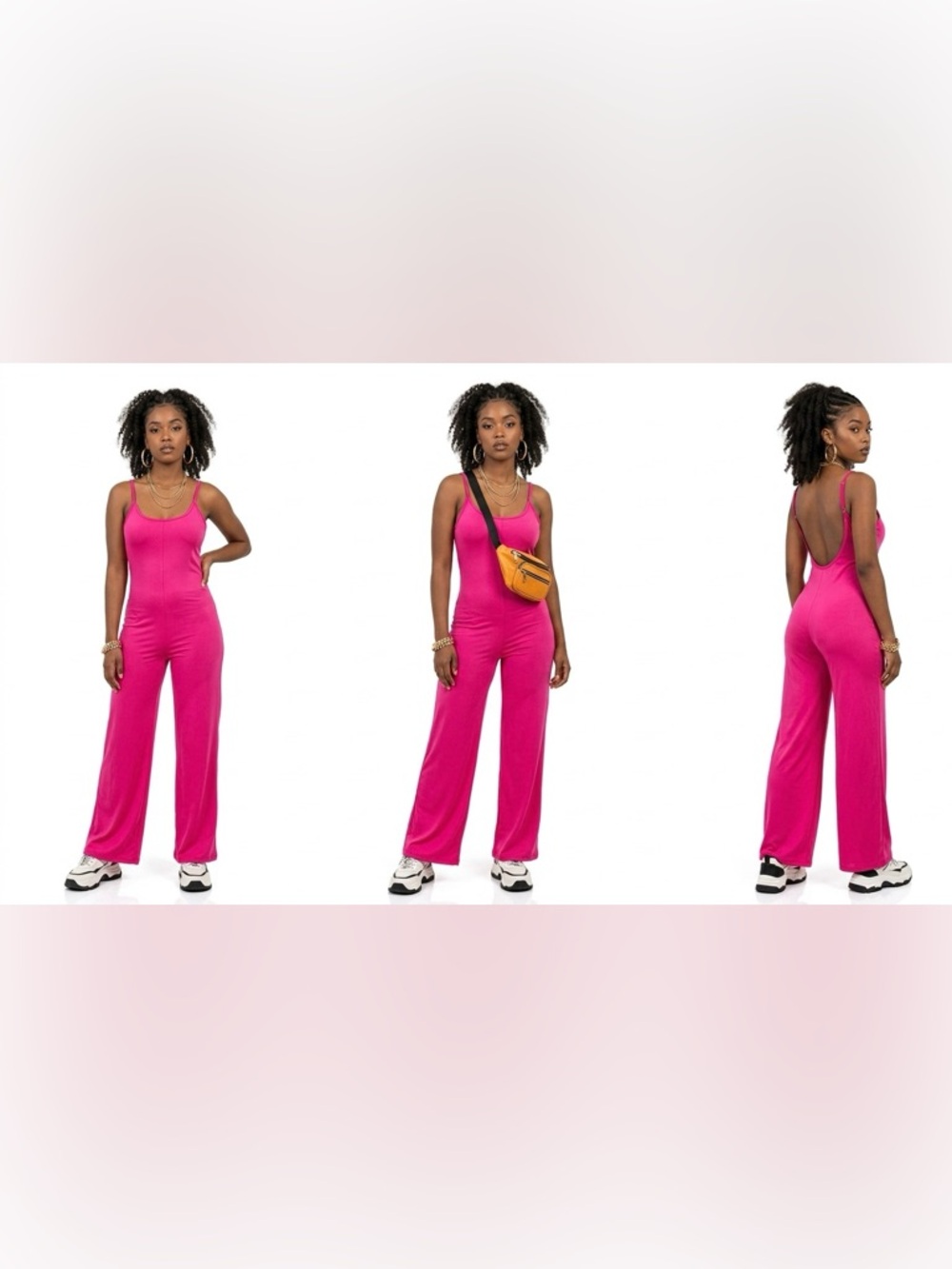 Gianni Bini GB $54 NWT Hot Pink Sleeveless Straight Leg Jumpsuit XXL *see deets